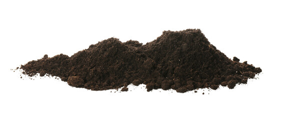 Pile of soil on white background. Fertile ground