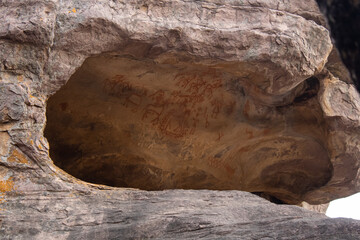 Closeup of a cave in Bhimbetka, Madhya Pradesh, India