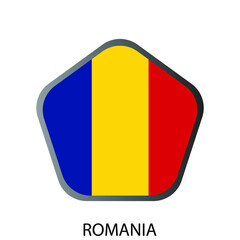 Flat pentagon flag of Romania icon. Simple isolated button. Eps10 vector illustration.