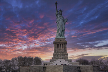 Statue of Liberty, New York, Dramatic sky