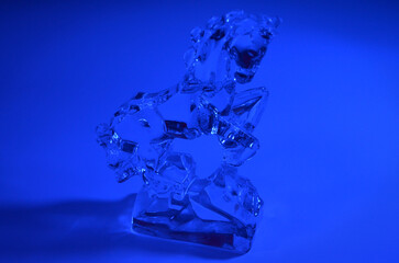 Glass Horse in Blue Lighting | Colored Lighting | Figurine under Blue Lights