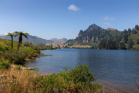 View over Lake Whakamaru in the central North Island of New Zealand.
