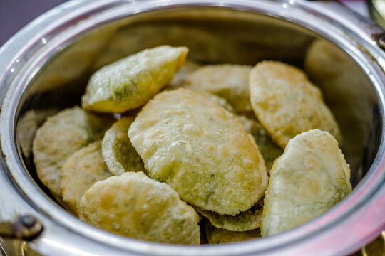 Traditional Indian Bengali puff flatbread luci