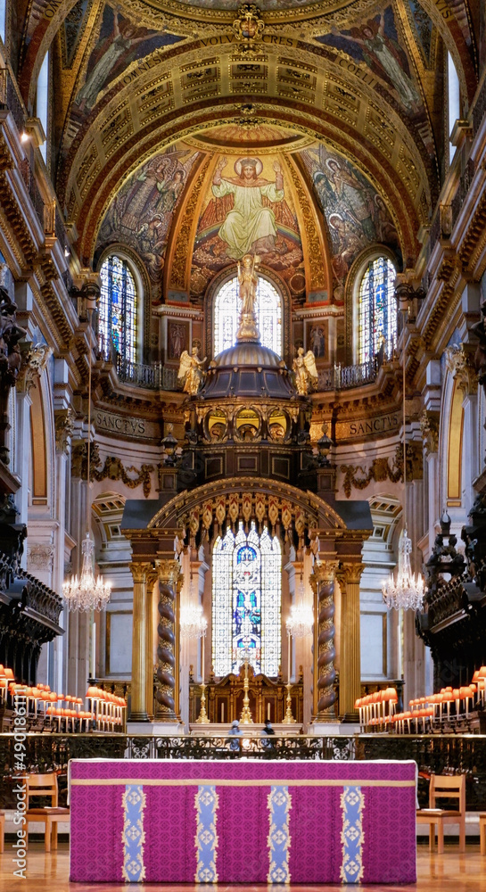 Wall mural Vertical shot of church's interior