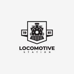 Simple Badge of Locomotive train logo vector vintage design