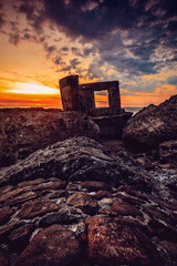 Remains of XIX century military fortifications at Karosta, Latvia on sunset