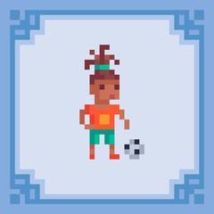 Soccer player. Pixel art character. Vector illustration