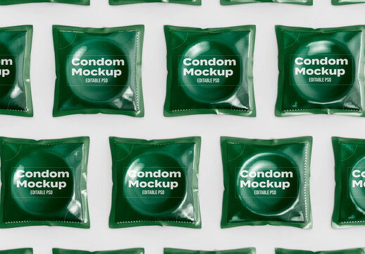 Set of Condoms Mockup