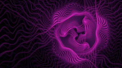 Velvet violet abstract fractal gnarls background..Pink and purple feminine organic swirling flowing string mesh cloth fibers pattern.