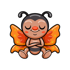Cute little butterfly cartoon sitting