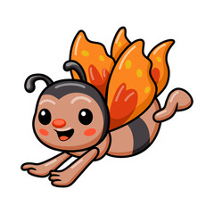 Cute little butterfly cartoon flying