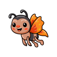 Cute little butterfly cartoon flying