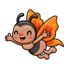 Naklejka premium Cute little butterfly cartoon flying