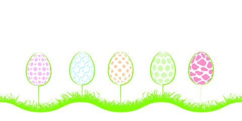 Easter eggs in grass.