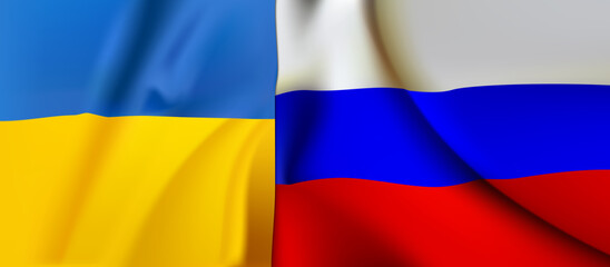 Flag of Ukraine and Russia. Vector illustration.