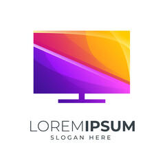 monitor screen design gradient color combination purple and orange can be use for icon, logo, or landing page illustration