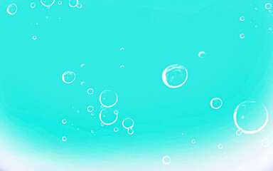 Blue-green water with bubbles, gradient and grainy effect.