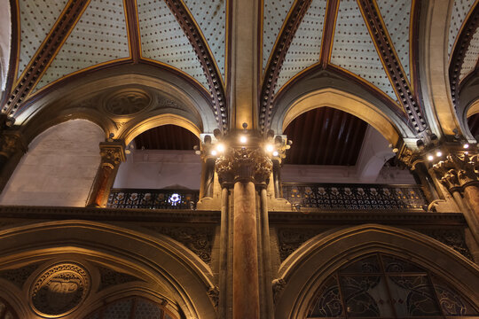 Interior Of Chhatrapati Shivaji Maharaj Terminus Railway Station In Mumbai, India