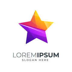 star design gradient color combination purple and orange can be use for icon, logo, or landing page illustration