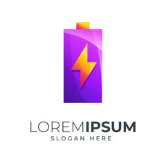 battery design gradient color combination purple and orange can be use for icon, logo, or landing page illustration