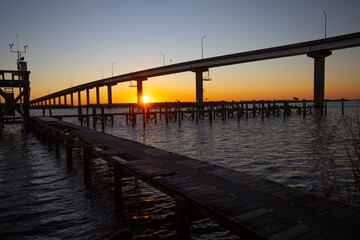 Fototapeta na wymiar Hwy 98 Bridge from Apalachicola, FL to East Bay, FL.