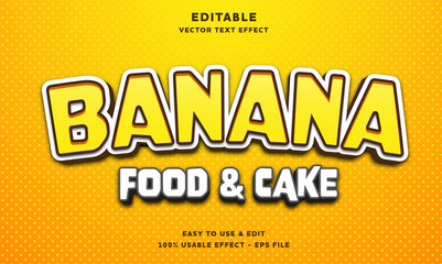 Fototapeta premium banana food and cake editable text effect with modern and simple style, usable for logo or campaign title