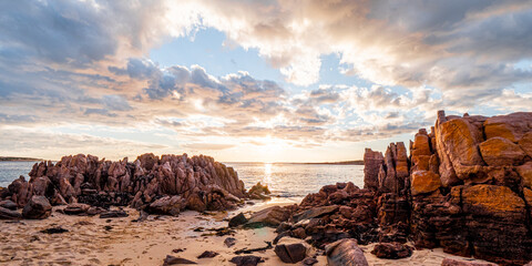Beautiful view of a rocky beach on a sunny day in Gracetown, Western Australia