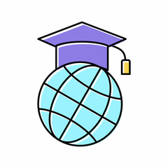 international education graduate color icon vector illustration