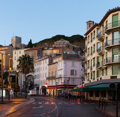 Fototapeta na wymiar Image of Cannes french riviera streets and building in twilight.