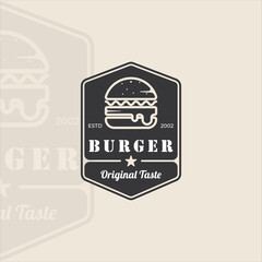 burger or hamburger logo vintage vector illustration template icon graphic design. emblem or label fast food sign and symbol