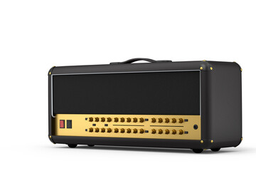 Fototapeta premium Classical electric and acoustic guitar amplifier isolated on white background.
