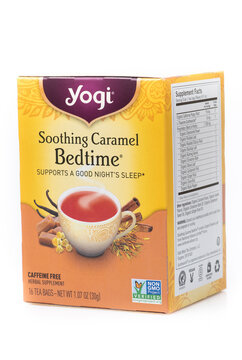 Los Angeles, CA, USA March 1st, 2022 Box Of Yogi Brand Bedtime Herbal Tea On White Background 