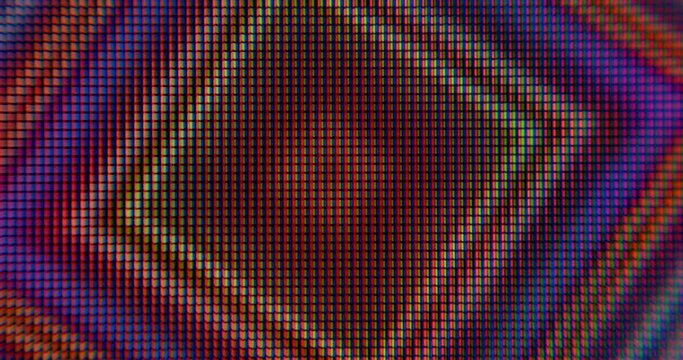 Imaginary square corridor in space. Motion templates. Multicolored movement in a grid of green, blue and red rectangles. Background movie, unique transition. 