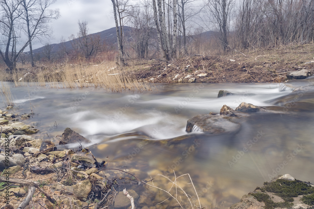 Canvas Prints beautiful long exposure shot of the otuca river during winter, croatia