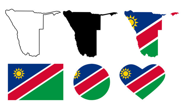 namibia map flag icon set