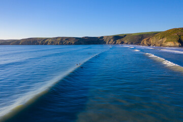 Clear blue sky over the sea captured from the boat in Newgale Pembrokeshire - Powered by Adobe