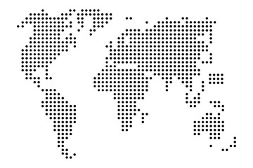 Abstract dotted world map. White grey background. Planet earth. World map. Vector illustration. stock image.