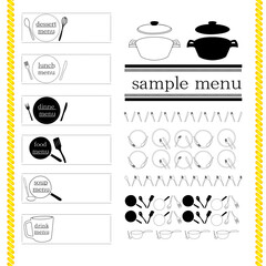set of cooking menu