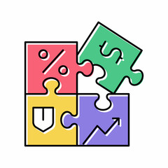 puzzle for create business color icon vector illustration