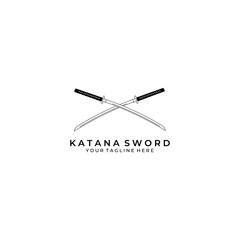 katana sword logo design vector illustration art samurai traditional ninja culture japanese fighter battle war asian
