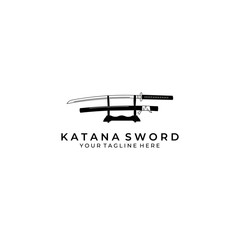 katana sword logo design vector illustration art samurai traditional ninja culture japanese fighter battle war asian