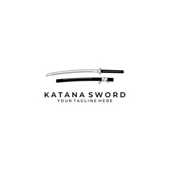 katana sword logo design vector illustration art samurai traditional ninja culture japanese fighter battle war asian © fanfun