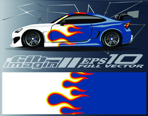 Car wrap design vector. Graphic abstract stripe racing background kit designs for wrap vehicle, race car, rally, adventure and livery