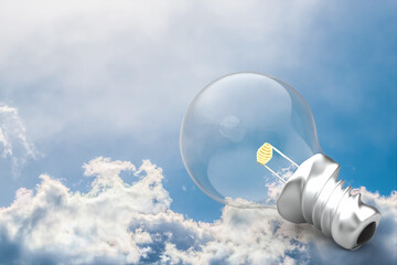 電球と青空　Light bulb and renewable energy image