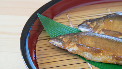 日本の料理｜鮎の甘露煮 ”Food which has been sweetened and boiled””Japanese Ayu