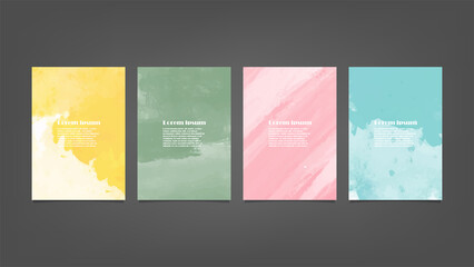 Set of colorful vector watercolor backgrounds for poster, brochure or flyer, Bundle of watercolor posters, flyers or cards. Banner template.