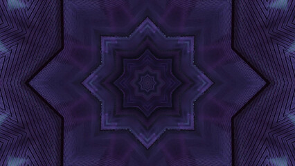 3D illustration of a flower shaped kaleidoscopic pattern in the shades of blue