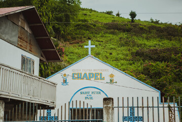 Beautiful view of an old chapel in a village