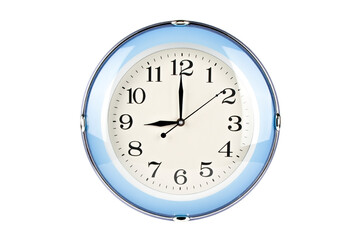 blue wall clock isolated on white background
