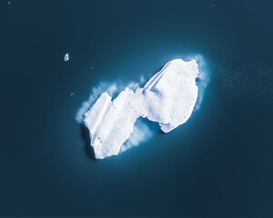 Aerial top view of melting glacier in Iceland